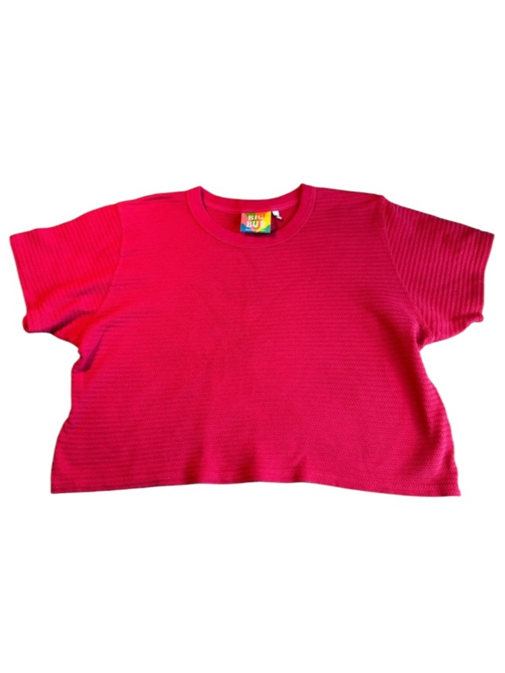 NWOT Big Bud Press Honeycomb Crop Tee Hot Pink Size Medium